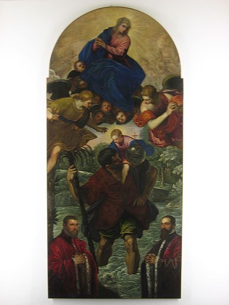Nosili małego Jezusa na rękach różni święci, Matka Boża wzruszona,
Ty jeden na ramionach.

Św. Krzysztof
Tintoretto

Museo d'Arte Sacra San Martino
Alzano Lombardo