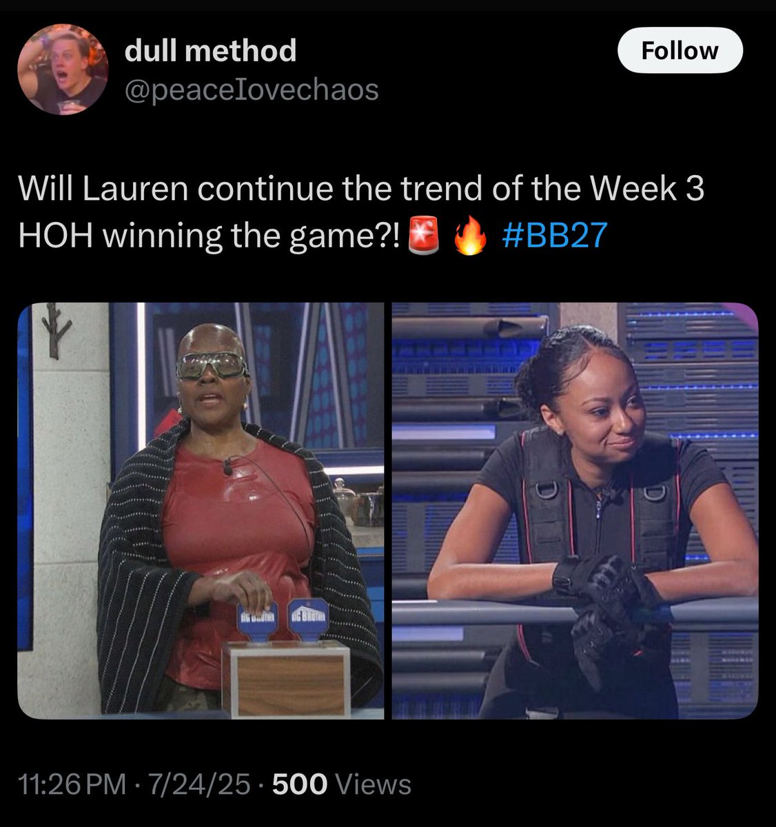 BbStruggle's tweet image. #bb27