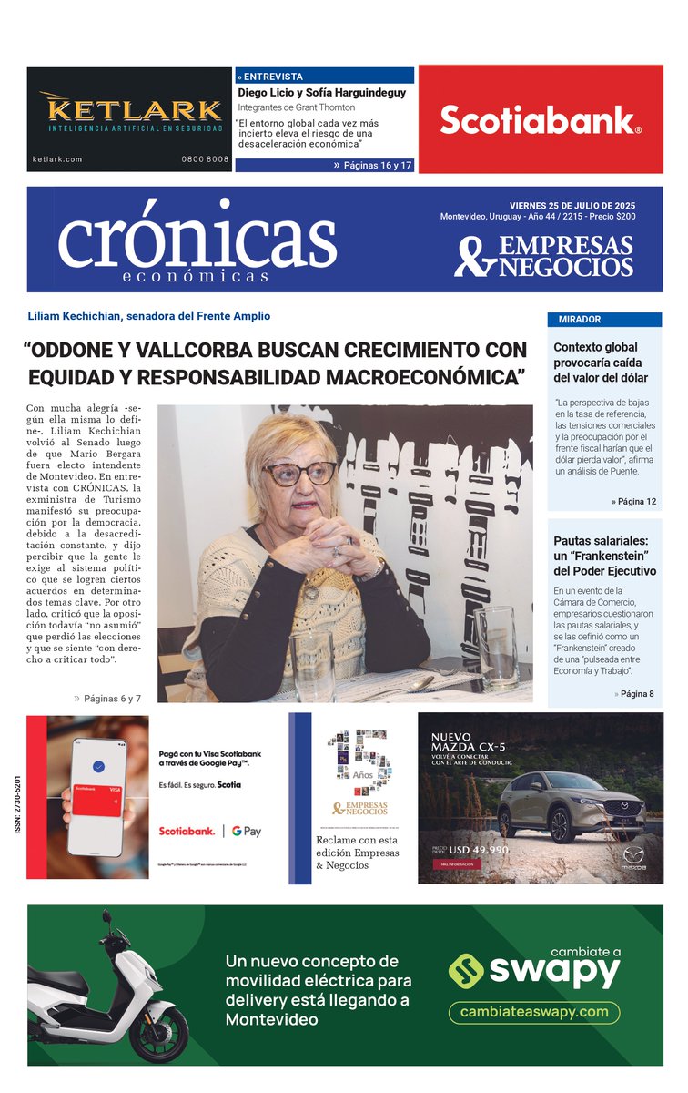 Hoy en #tapa

► <a href="/likechichian/">Liliam Kechichian.</a>: “Oddone y Vallcorba buscan crecimiento con equidad y responsabilidad macroeconómica”

► Entrevista a <a href="/LicioDiego88/">Diego Licio</a> y <a href="/SofiaHargui/">Sofia Harguindeguy</a>, de <a href="/grantthorntonuy/">Grant Thornton Uruguay</a>

► Empresarios cuestionaron las pautas salariales y hablaron de un “Frankenstein” del Ejecutivo