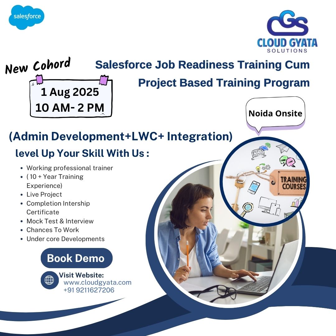 Cloud Gyata Solutions (@cloudgyata) on Twitter photo ๐ ๐ฅ๐ฒ๐ฎ๐ฑ๐ ๐๐ผ ๐๐๐ฎ๐ฟ๐ ๐๐ผ๐๐ฟ ๐ฐ๐ฎ๐ฟ๐ฒ๐ฒ๐ฟ ๐ถ๐ป ๐ฆ๐ฎ๐น๐ฒ๐๐ณ๐ผ๐ฟ๐ฐ๐ฒ?
Join our Salesforce Job Readiness Training + Project-Based Internship starting 1st August 2025 at our Noida Onsite location!
โ
Learn Admin + LWC + Integration
โ
Live Project + 1:1 Mentorship ๐ ๐ฅ๐ฒ๐ฎ๐ฑ๐ ๐๐ผ ๐๐๐ฎ๐ฟ๐ ๐๐ผ๐๐ฟ ๐ฐ๐ฎ๐ฟ๐ฒ๐ฒ๐ฟ ๐ถ๐ป ๐ฆ๐ฎ๐น๐ฒ๐๐ณ๐ผ๐ฟ๐ฐ๐ฒ?
Join our Salesforce Job Readiness Training + Project-Based Internship starting 1st August 2025 at our Noida Onsite location!
โ
Learn Admin + LWC + Integration
โ
Live Project + 1:1 Mentorship