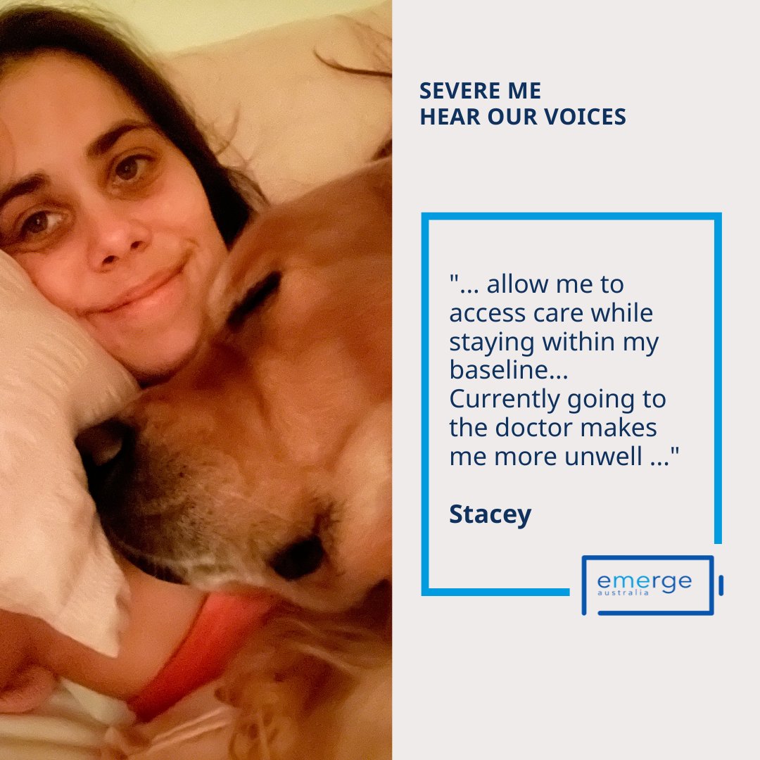 "Join Emerge Australia's Invisible Lives, Visible Care campaign, sharing stories from individuals like Stacey who is battling severe ME. Let’s discuss a brighter future at our Severe ME Day Symposium on 8th August, 2pm (AEST). Register at vist.ly/3z4p4 #SevereMEDay2025"