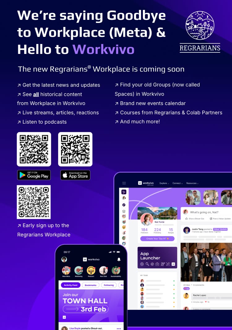 Regrarians® (@regrarians) on Twitter photo The New Regrarians Workplace Launched this Week!
Thanks to the wonderful support of our friends at VMG Connect (NZ) & <a href="/workvivo/">Workvivo - by Zoom</a>, this week we undertook the launch of our new Workvivo-based instance of the <a href="/Regrarians/">Regrarians®</a> Workplace.
We have not lost a single post, comment, group or The New Regrarians Workplace Launched this Week!
Thanks to the wonderful support of our friends at VMG Connect (NZ) & <a href="/workvivo/">Workvivo - by Zoom</a>, this week we undertook the launch of our new Workvivo-based instance of the <a href="/Regrarians/">Regrarians®</a> Workplace.
We have not lost a single post, comment, group or