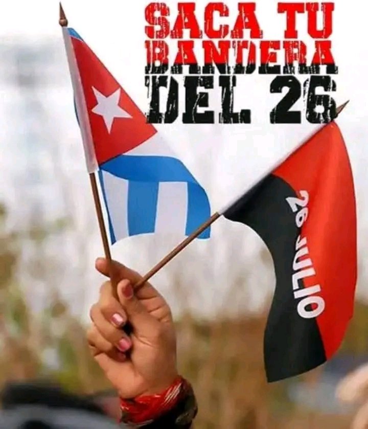 Aquí estoy celebrando con mis banderas que en #Cuba 
Siempre Es 26‼️
#CubaEstáFirme 
#72Moncada
#LaLuchaNoHaCesado
<a href="/ICuba15/">꧁AliDe 🇨🇺⚘️</a> 
<a href="/RebecaCubanita/">RevecaCubanita</a> 
<a href="/JosLuis74030336/">José Luis Barreras López</a> 
<a href="/MariaDiazPerer1/">Maria Diaz Perera</a> 
<a href="/KimberleyCuba/">Kimberley</a>
