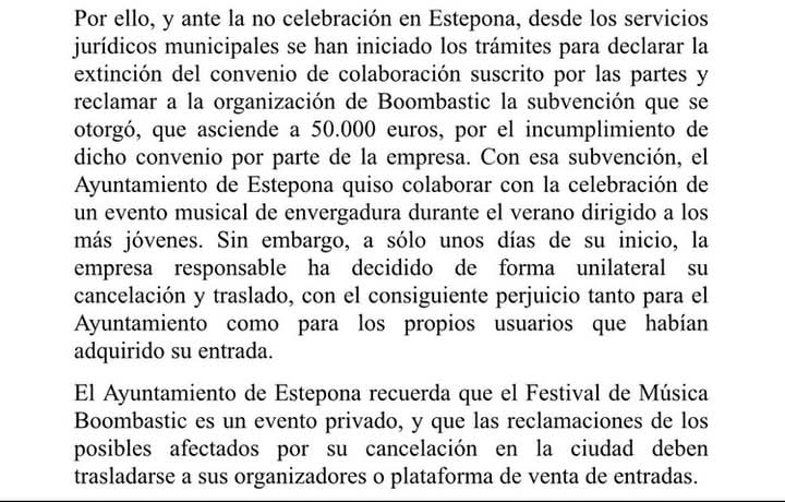 El <a href="/AytoEstepona/">Ayto de Estepona</a> ante el timo de la estampita. 
El Festival #Boomasticfestival recibe una subvención del Ayuntamiento de Estepona de 50.000€ (a dedo), una vez trincada la pasta se van a <a href="/malaga/">Ciudad de Málaga</a> a hacer el Festival. Queda saber si también han trincado del Ayuntamiento de Málaga.