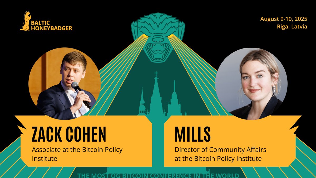 Hodl Hodl (@hodlhodl) on Twitter photo 🔥 Speaker Announcement 🔥
We’re excited to welcome <a href="/Feminine_Agency/">Mills</a> and <a href="/zackcohen_/">Zack Cohen</a> from the <a href="/btcpolicyorg/">Bitcoin Policy Institute</a> to the stage at #BH2025! 🧡🏛️
💬 Mills
Director of Community Affairs at BPI, Mills brings deep experience in Bitcoin community building and grassroots advocacy. From 🔥 Speaker Announcement 🔥
We’re excited to welcome <a href="/Feminine_Agency/">Mills</a> and <a href="/zackcohen_/">Zack Cohen</a> from the <a href="/btcpolicyorg/">Bitcoin Policy Institute</a> to the stage at #BH2025! 🧡🏛️
💬 Mills
Director of Community Affairs at BPI, Mills brings deep experience in Bitcoin community building and grassroots advocacy. From