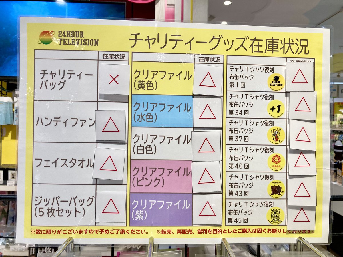 treevillage_jp's tweet image. 【#24時間テレビ48 ~愛は地球を救う~】
〜商品情報〜
本日より、ジッパーバッグ入荷しました!
数に限りがございますので、お早めのご来店お待ちしております🙌🏻✨
※在庫状況は投稿時のものです。
#24時間テレビ #チャリTシャツ #ソラマチ