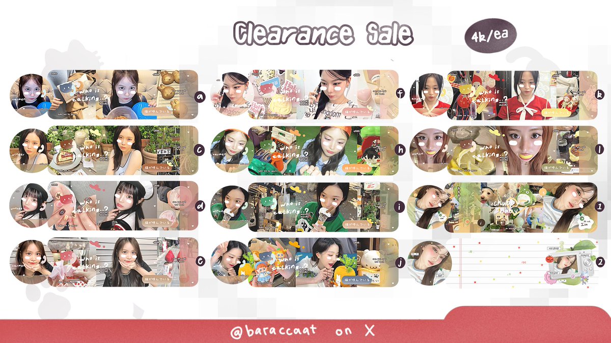 help repost? maacii!

hii! ada layout CLEARANCE SALE jadi 4k/ea 👀 ridj h2h, ive, aespa, le sserafim, illit, babymonster, stayc >__< dapet ava png only + free retext dan free recolor iaaa! bisa ditake via DM sekarang jugak ‹𝟹

💌 QRIS (all e-wallet) 
tags leyot cs #zonauang