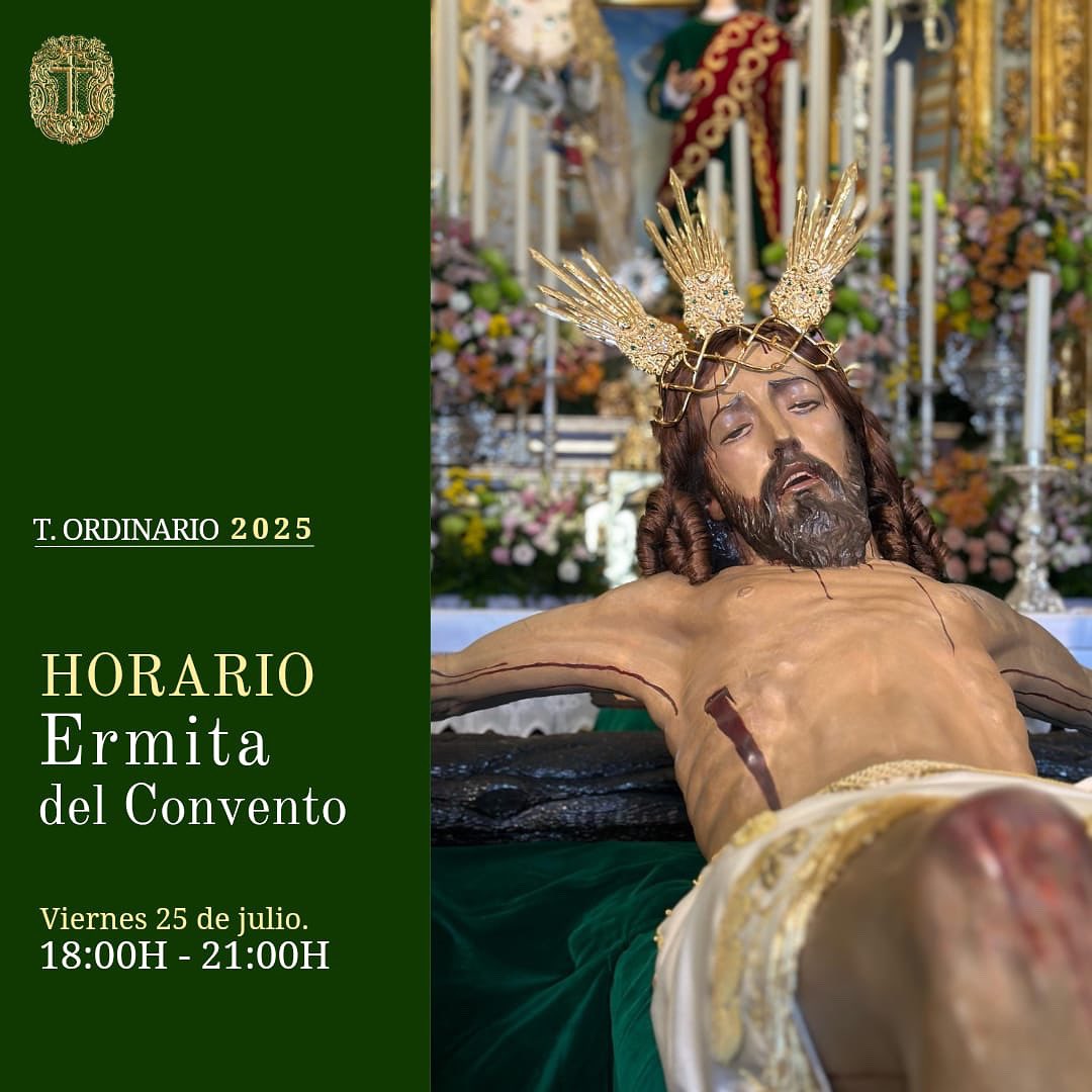 La Ermita del Convento permanecerá abierta de 18:00 a 21:00 para la veneración de nuestros Sagrados Titulares.

#VeraCruzALH
#CofradíasMLG