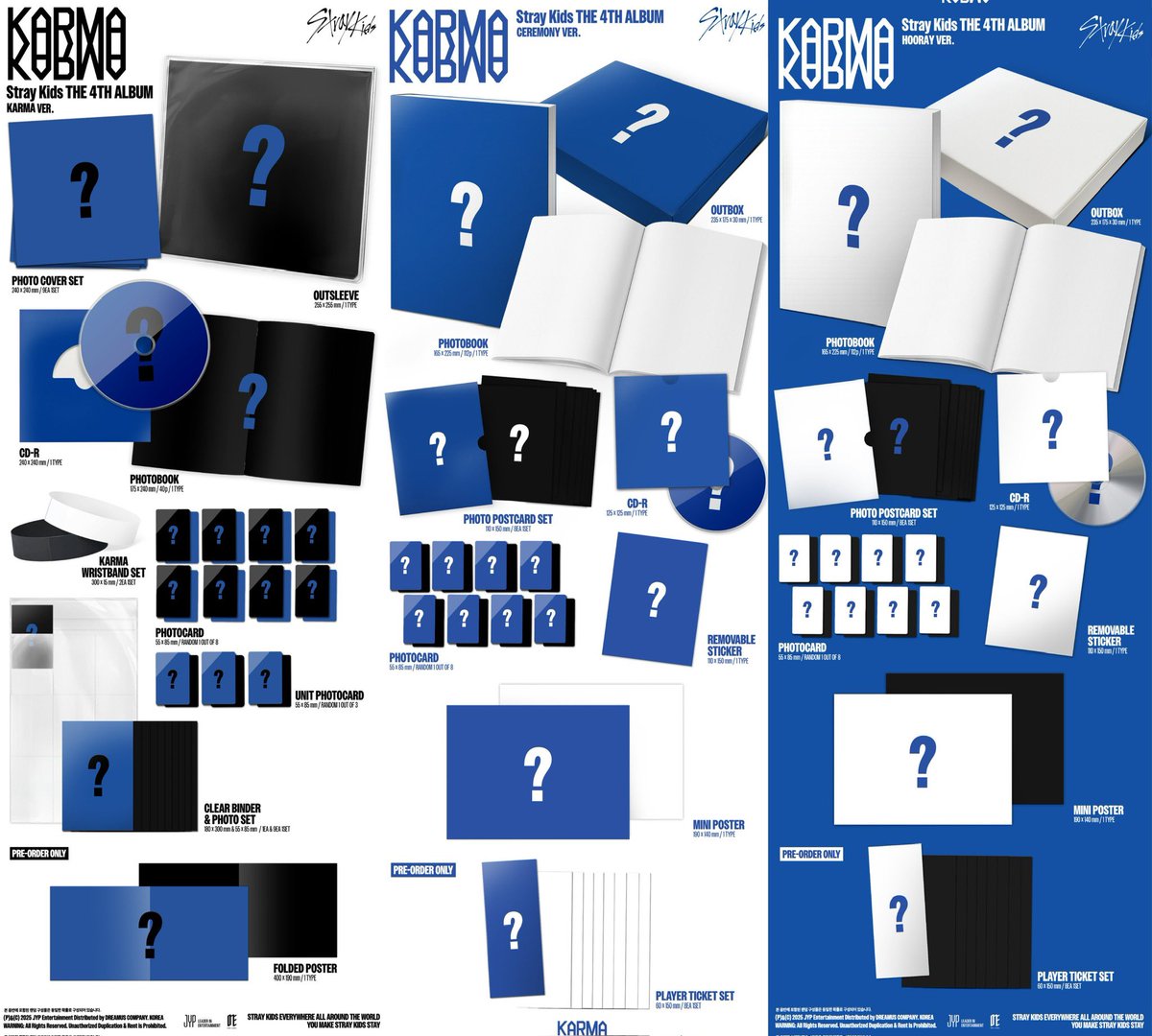 Stray Kids 正規4集 'KARMA'💙🤍🖤 店舗特典付き Qoo10にて予約開始