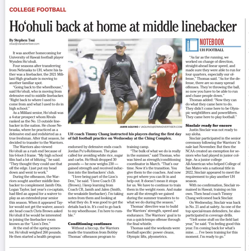 StephenTsai's tweet image. Generation Next: Watson Ho’ohuli was a two-time All-State linebacker who was a key contributor for 2001 @HawaiiFootball. Nice to see his son @WyndenHoohuli is ready to make an impact as #HawaiiFootball MLB.