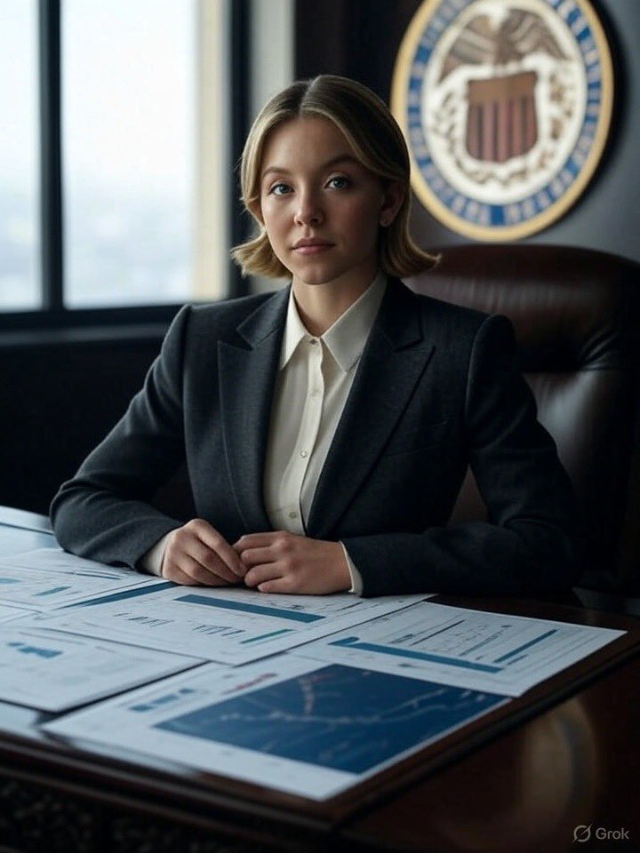 BoredElonMusk's tweet image. Breaking: Jerome Powell has resigned as Federal Reserve Chairman and replaced by Sydney Sweeney.