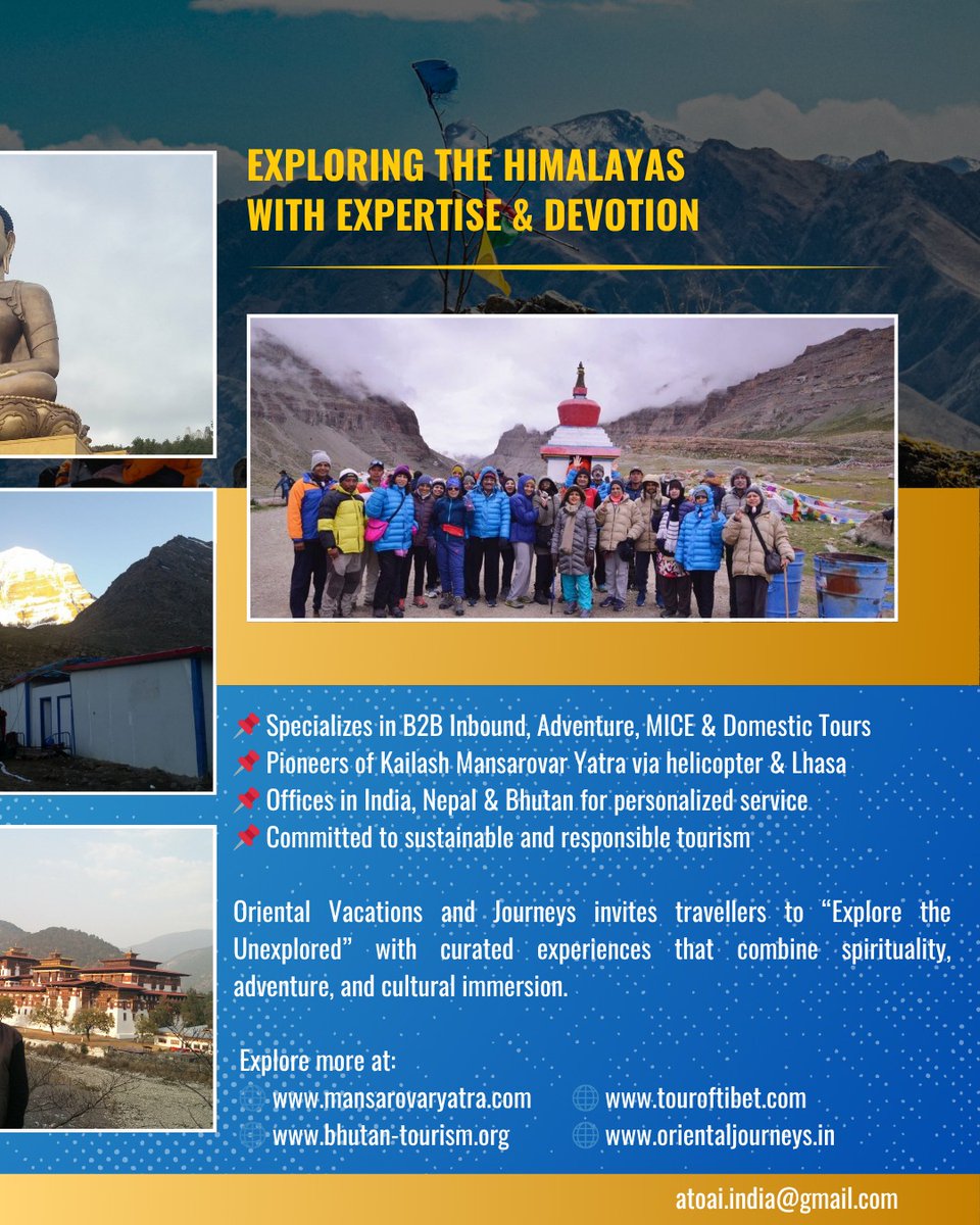 This Friday on #ATOAIMemberShowcase meet Dr. Manoj Matta, Director of #OrientalVacations—pioneer of the Kailash Mansarovar Yatra. 

Since 1997, he's led soul-stirring journeys across India, Nepal, Tibet &amp; Bhutan. Culture, altitude, and adventure, all in one. #ATOAIexplore