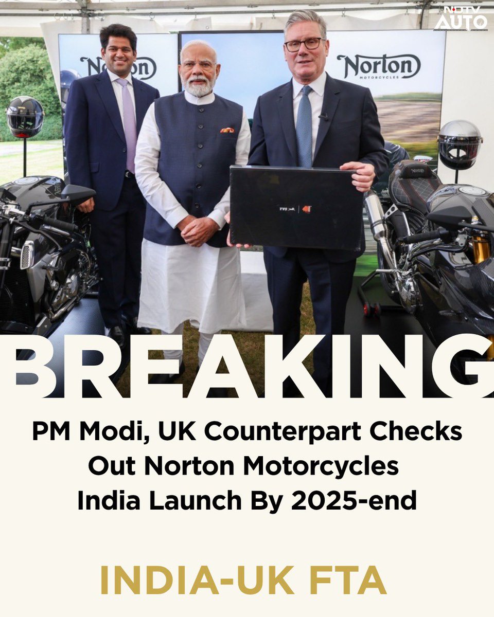 AUTONDTV's tweet image. PM Narendra Modi Takes A Look At Norton Motorcycles After India-UK FTA Deal
Read: ndtv.com/auto/pm-narend…