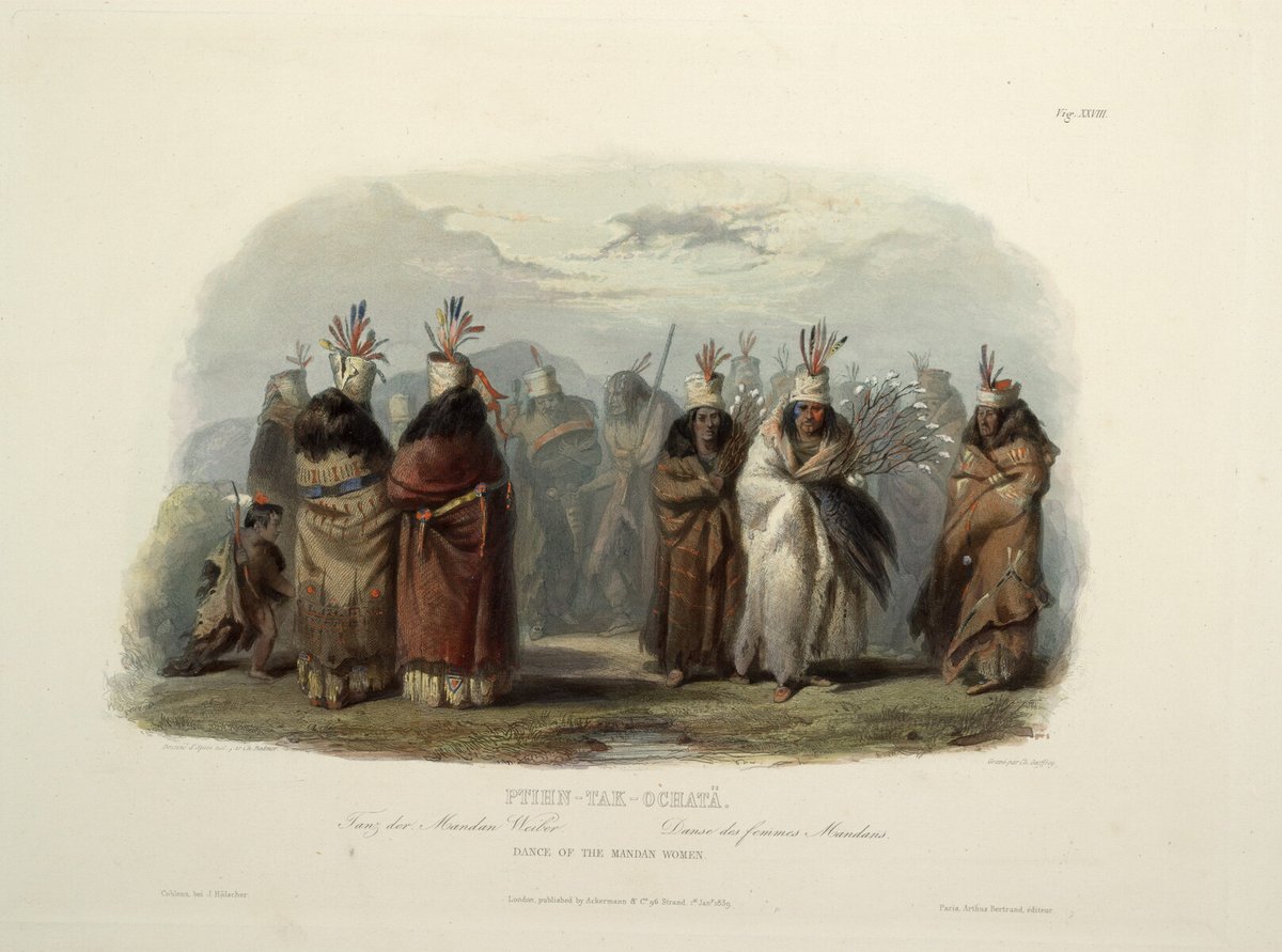 KarlBodmer's tweet image. Ptihn-Tak-Ochata, Dance of the Mandan Women, plate 28 from Volume 1 of &apos;Travels in the Interior of North America&apos; wikiart.org/en/karl-bodmer…