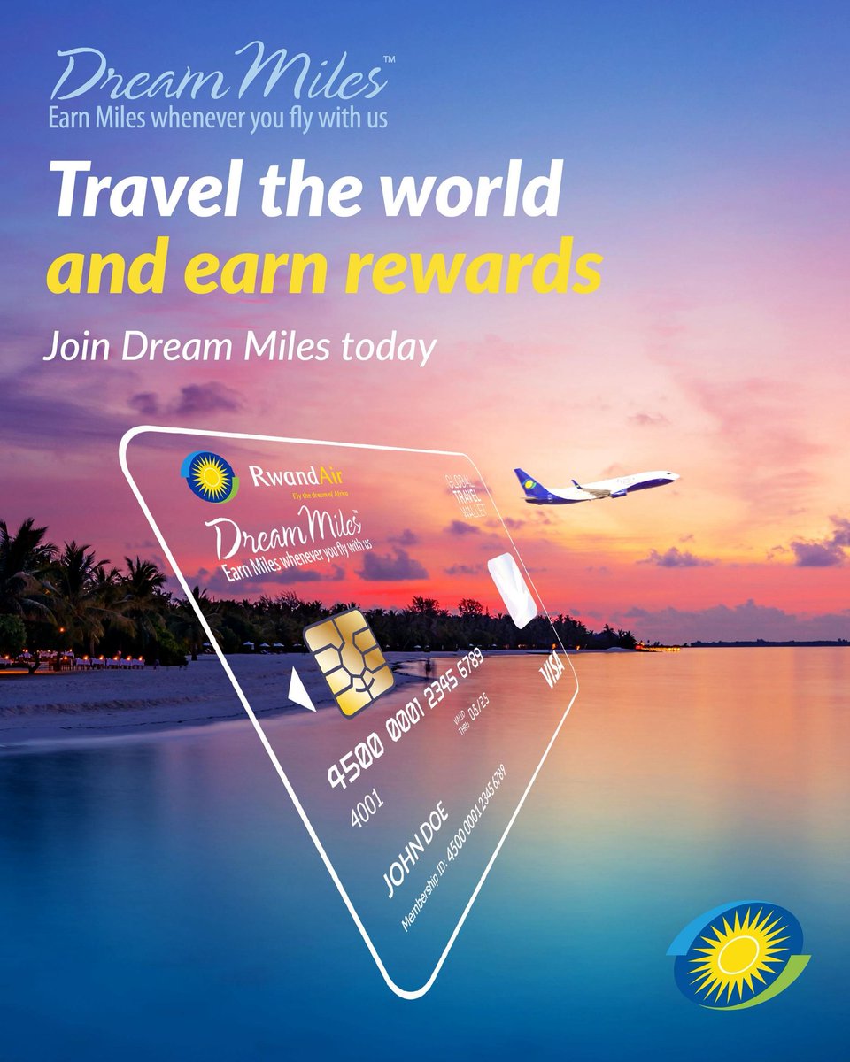 LoneWalker_256's tweet image. Turn your travels into treasures this Friday!
With Dream Miles, every flight you take with @FlyRwandAir earns you points towards unforgettable rewards — from discounted flights to exclusive travel perks.
#DreamMiles || #FlyRwandAir || #FlyTheDreamOfAfrica