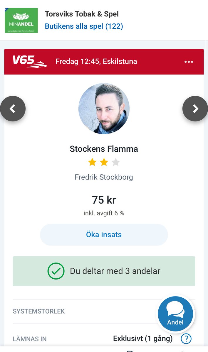 V65 lunchtrav från fina Eskilstuna! Lappen öppen exklusivt, häng gärna på! 🫶 

atg.se/torsvikstobak/…

#V65 <a href="/MinAndel/">MinAndel.se</a>