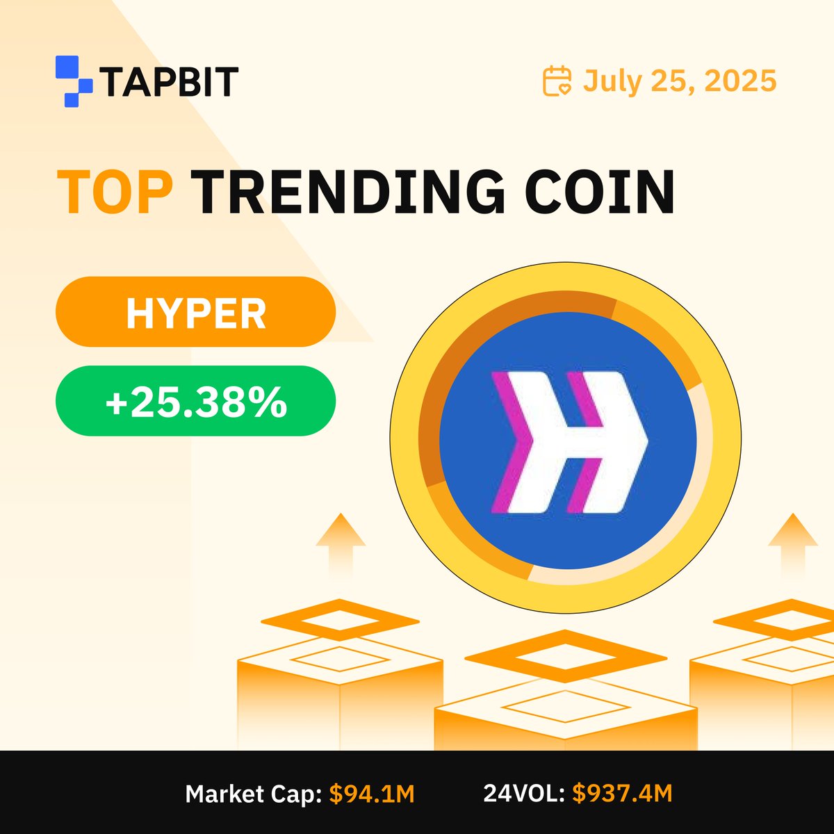 Tapbitglobal's tweet image. 🚀 Trending on Tapbit — HYPER ⏩
@hyperlane is making waves as The Open Interoperability Framework 🌉
📈 +25.38% in 24H
🧠 $HYPER is bridging chains and crushing charts.
📊 24H Volume: $937.4M | Market Cap: $94.1M
Ready to ride the momentum?
👉 Trade $HYPER now on Tapbit:…