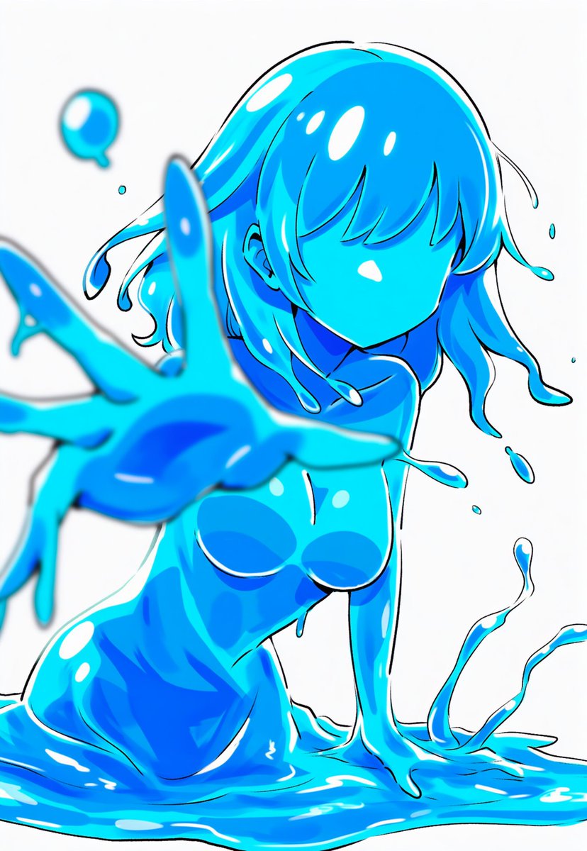 AI_Illust_000's tweet image. 使えるかもしれないプロンプト(NovelAI V4.5 Full)
「slime girl」
粘性のある透明な液体でできたモンスター。
特に人間の姿を模倣したものを指します。
「liquid hair」
キャラクターの髪の毛が液体として表現されている場合。