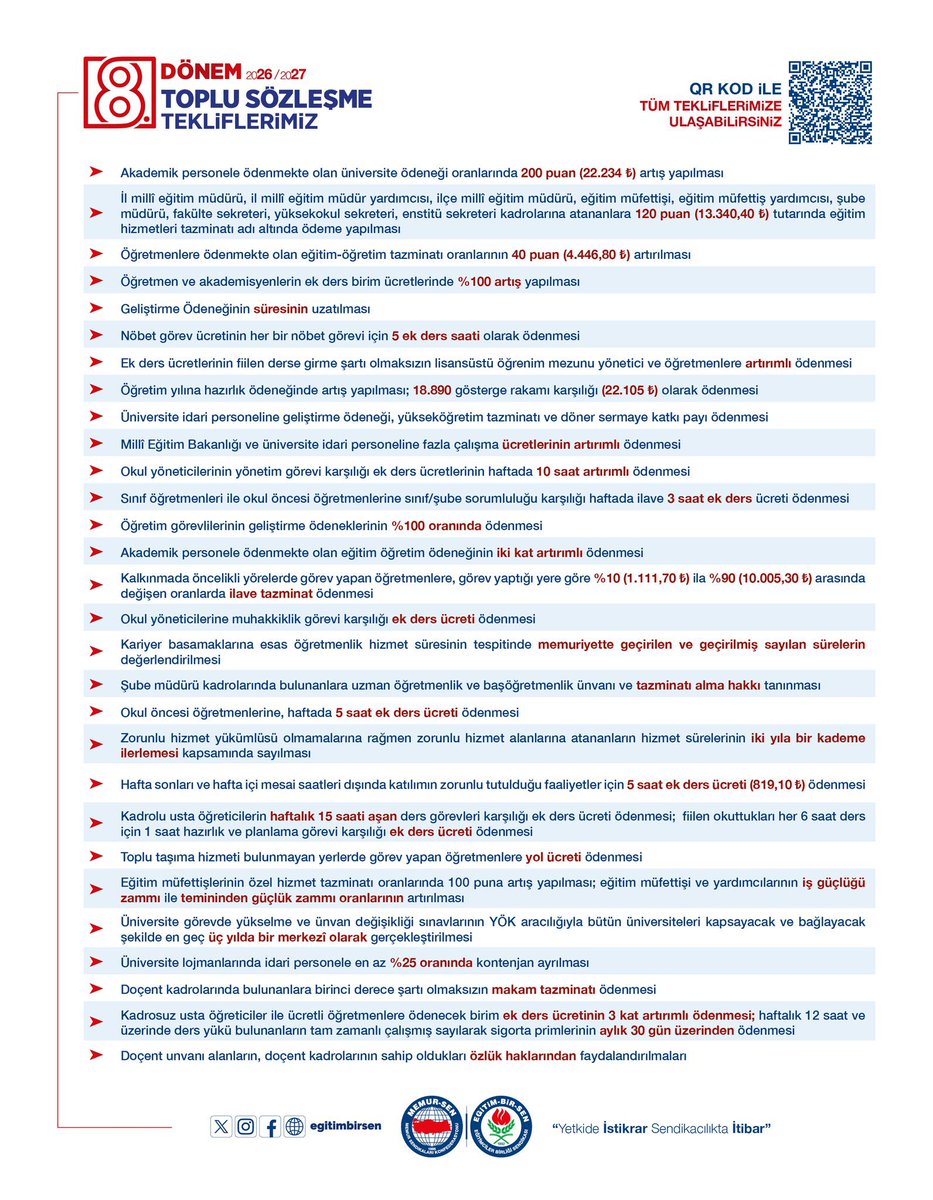 _aliyalcin_'s tweet image. 🎙️ TOPLU SÖZLEŞME TEKLİFLERİMİZ, SENDİKALARIMIZIN HİZMET KOLU TEKLİFLERİ VE KONFEDERASYONUMUZUN TÜM HİZMET KOLLARINI KAPSAYAN GENELE YÖNELİK TEKLİFLERİ ŞEKLİNDE SUNULMUŞTUR
Kamu görevlilerimiz; ünvanı sadece hizmet kolunda varsa ilgili hizmet kolu tekliflerini, genel bir ünvansa…