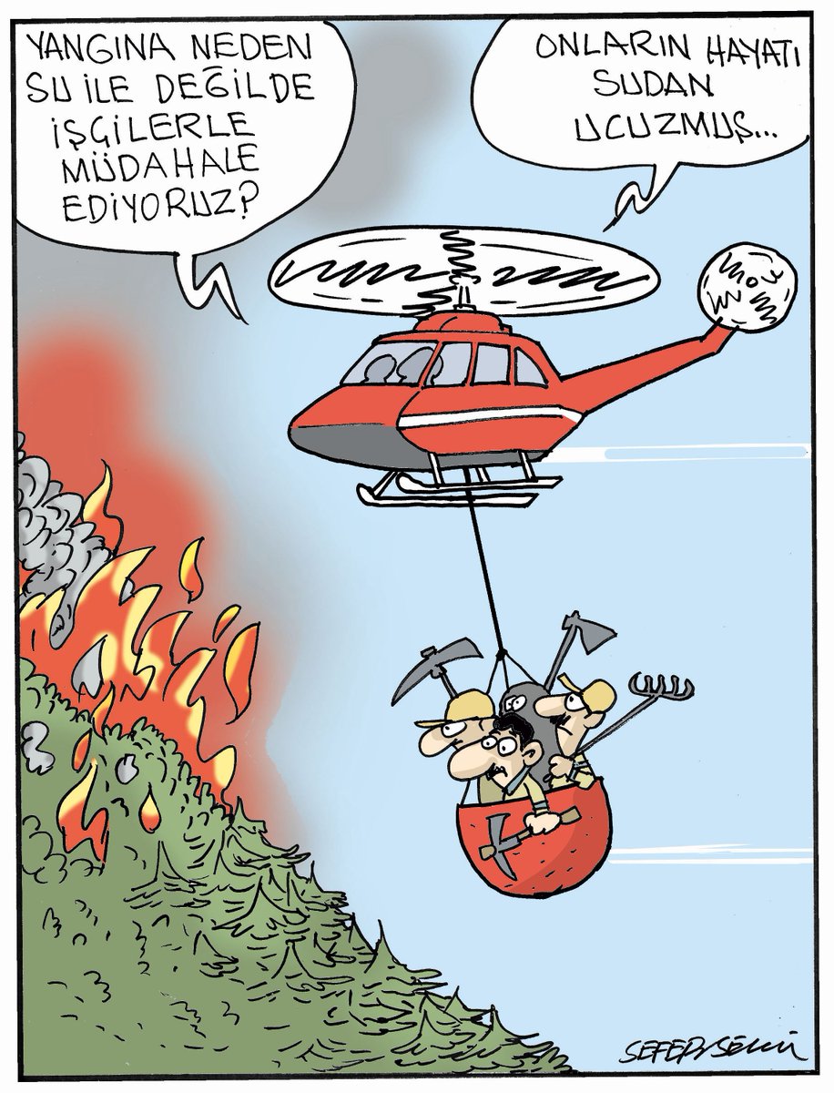 bulentmumay's tweet image. - Yangına neden su ile değil de işçilerle müdahale ediyoruz
+ Onların hayatı sudan ucuzmuş
(Çizgi: Sefer Selvi/Evrensel)