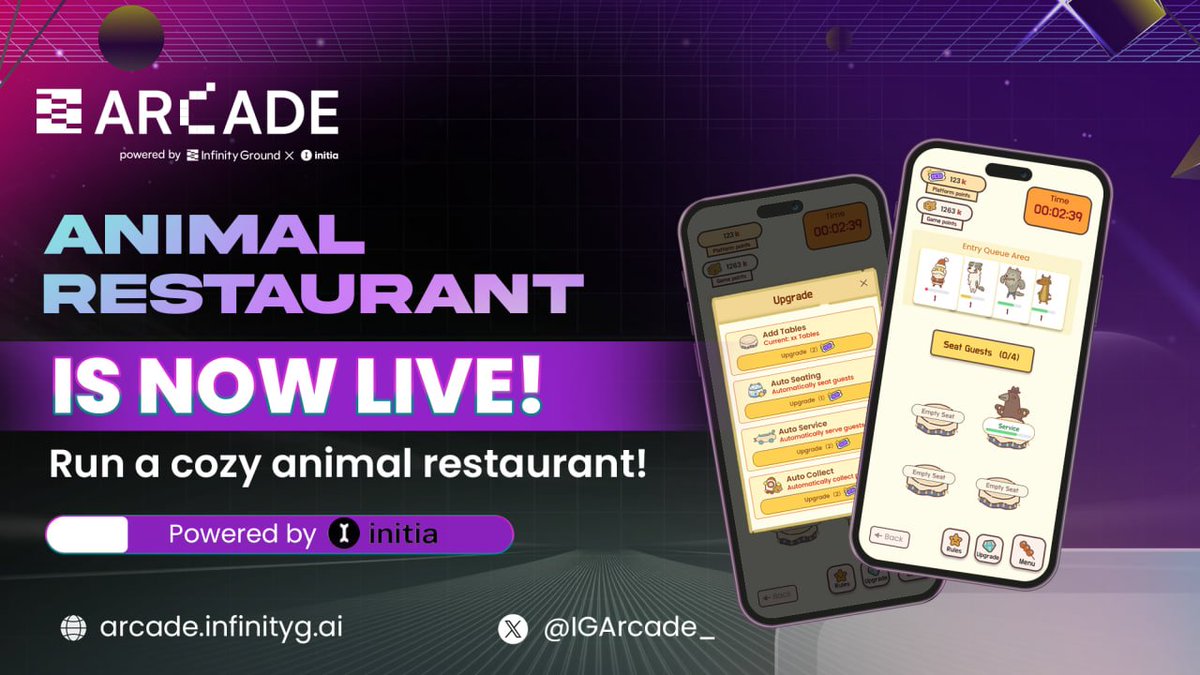 Jump Jennie (@jump_jennie) on Twitter photo 🐾 Animal Restaurant is now live on Infinity Ground Arcade!
Built with the Infinity Ground IDE <a href="/infinityg_ai/">InfinityGround</a> , this cozy sim lets you run your own animal bistro — cook dishes, serve adorable critters, and expand your restaurant empire. 🍜🦊
Join now to play, compete, and share 🐾 Animal Restaurant is now live on Infinity Ground Arcade!
Built with the Infinity Ground IDE <a href="/infinityg_ai/">InfinityGround</a> , this cozy sim lets you run your own animal bistro — cook dishes, serve adorable critters, and expand your restaurant empire. 🍜🦊
Join now to play, compete, and share