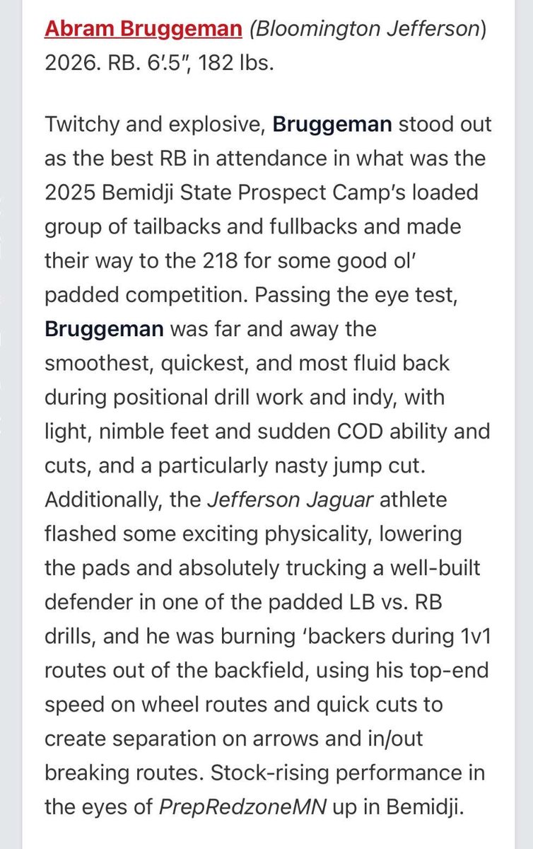 Abram "Abe" Bruggeman {2026} ATH (@abram_bruggeman) on Twitter photo Thanks <a href="/OJW_Scouting/">PrepRedzone Oliver</a> for the write up, Had a great time competing at bemidji! <a href="/CoachWoodyJagFB/">Coach Woody M.Ed</a> <a href="/PrepRedzoneMN/">Prep Redzone Minnesota</a> Thanks <a href="/OJW_Scouting/">PrepRedzone Oliver</a> for the write up, Had a great time competing at bemidji! <a href="/CoachWoodyJagFB/">Coach Woody M.Ed</a> <a href="/PrepRedzoneMN/">Prep Redzone Minnesota</a>