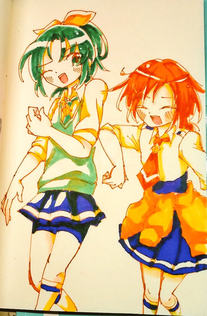 omase_0210's tweet image. あかなおコンビ練習してたらすさまじくエモいものができたからちょっと見てほしい
#プリキュア #スマイルプリキュア #スマプリ #緑川なお #日野あかね #アナログイラスト #アナログイラスト見たかったら私をフォローすると良いです