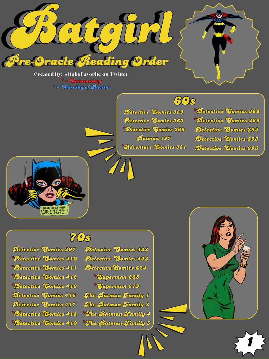 Babsfavorite's tweet image. Pre-Oracle Barbara reading order! Some are necessary and some are just my recommendations. This is NOT every comic she appears in before Oracle. For that list, please check the replies.