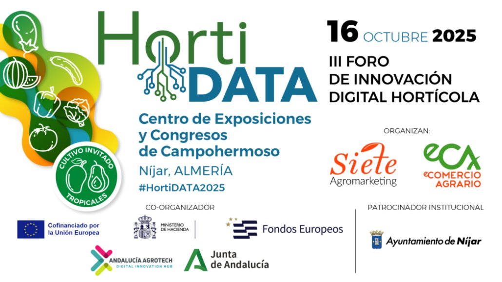 DIHAndAgrotech's tweet image. Andalucía Agrotech DIH co-organiza el III Foro de Innovación Digital Hortícola @HortiData
@AndaluciaJunta @DIHAndAgrotech @SieteAgromarket @eComercioAgr #FondosEuropeos #FEDER #HortiDATA
andaluciaagrotech.com/radar/andaluci…