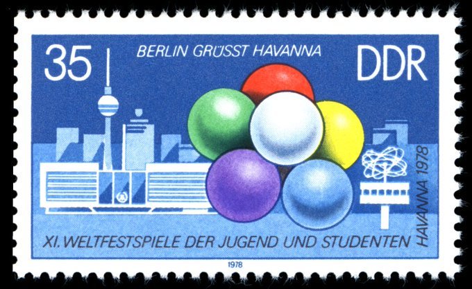 GermanAtPompey's tweet image. 25 July 1978: stamps issued in the GDR to mark the eleventh World Festival of Youth and Students in Havana