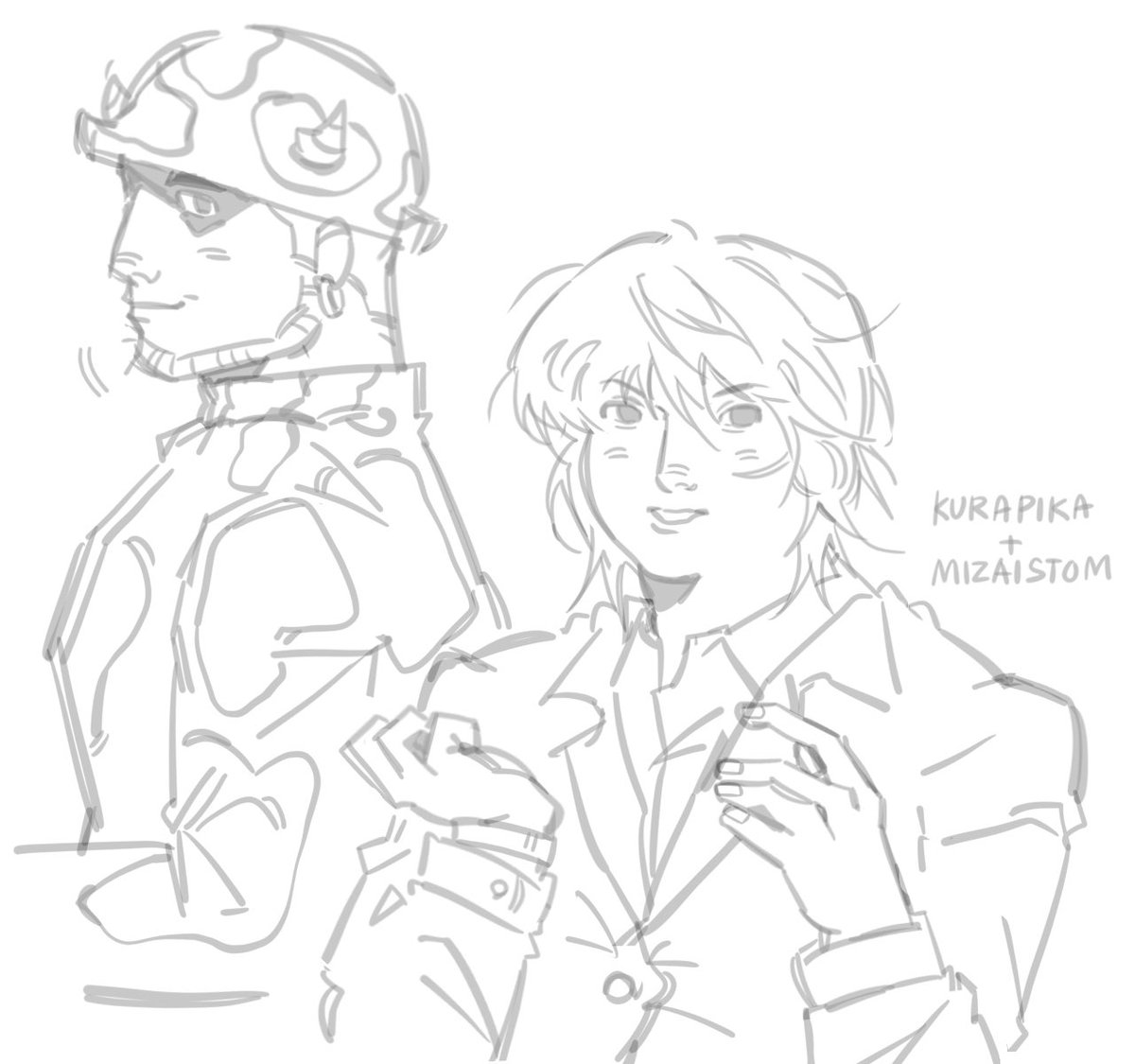 cominkhon's tweet image. quick commission sketch of kurapika and mizai for oomfirl so i can claim a slot for kite's upcoming tappinui heh… + small pitou kite doodles