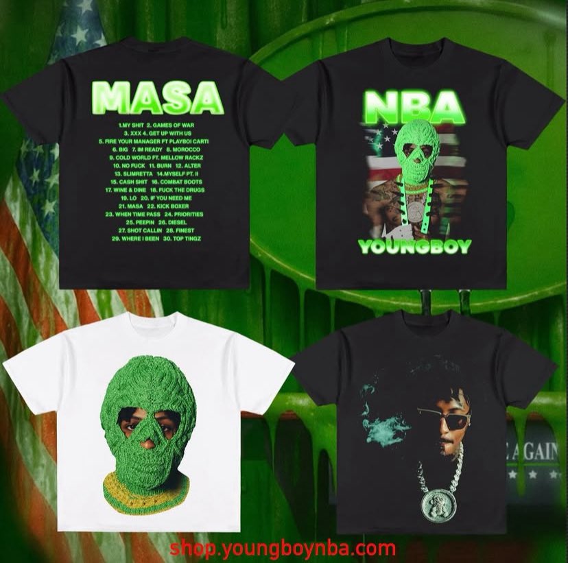 ggnbayb's tweet image. MASA merch available now 💚 
shop.youngboynba.com