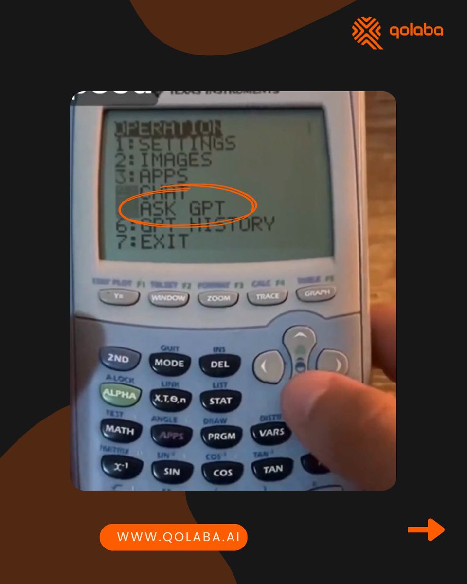 Qolaba's tweet image. Someone just ran ChatGPT on a TI-84 calculator—yes, the one from math class! 🤯 Real, functional, and blowing minds. Watch AI meet retro tech in the coolest hack ever.
#ChatGPT #TI84 #AIHack #TechInnovation #FutureOfTech #Qolaba