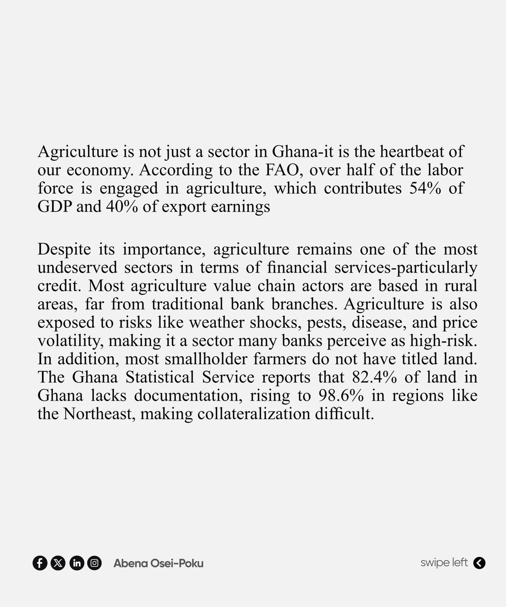 Agriculture is vital for Ghana's future, and I'm proud of how <a href="/EcobankGhanaPLC/">Ecobank Ghana PLC</a>  is empowering our farmers &amp; agribusinesses. We're providing crucial financial tools, from insurance to green loans, for a sustainable path forward.
Read more: linkedin.com/pulse/green-fi…

#Agriculture