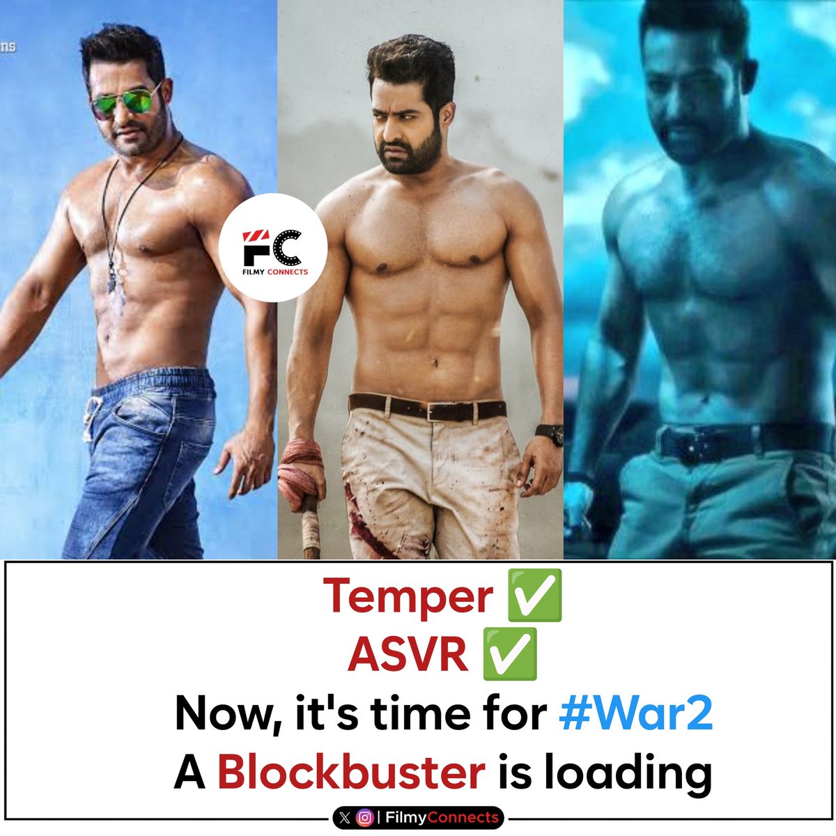 FilmyConnects's tweet image. If #NTR flexes his body, the movie is already a guaranteed blockbuster! 💥🔥

#War2 #JrNTR