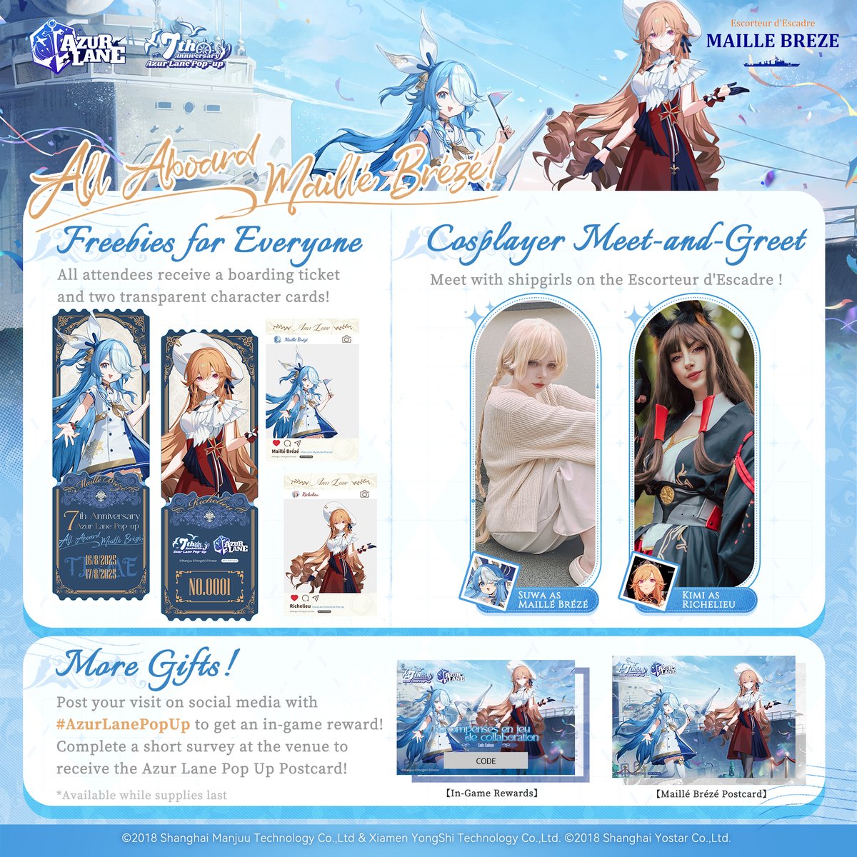AzurLane_EN's tweet image. 🛳 Azur Lane Maillé Brézé Pop Up Event Guide 🛳
Don't miss out on this special pop-up event in Nantes, France aboard the Maillé Brézé ! Freebies, cosplayers and more await~
Reserve on the event website: azurlane7th.com/popup
#AzurLane #Yostar #AzurLanePopUp
