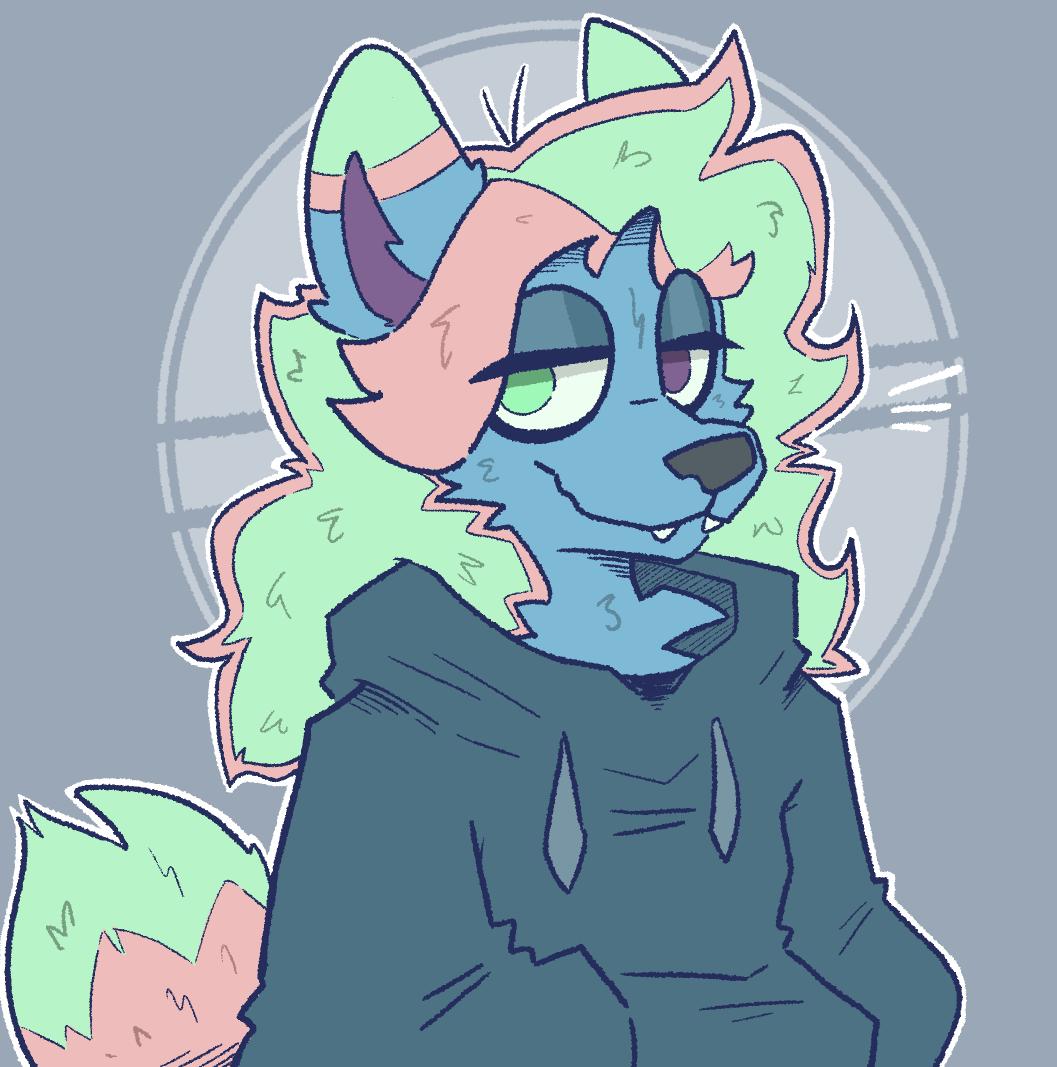 Azzy1047's tweet image. autism tangent rq, i don&apos;t think i&apos;ve ever actually shown proper azzy art here. here&apos;s my boy. he&apos;s very old. he&apos;s designed after late 70s neon/bright signage :3 

@/awoogawoot 
@/BirdsAreAlright
@/Vemrill