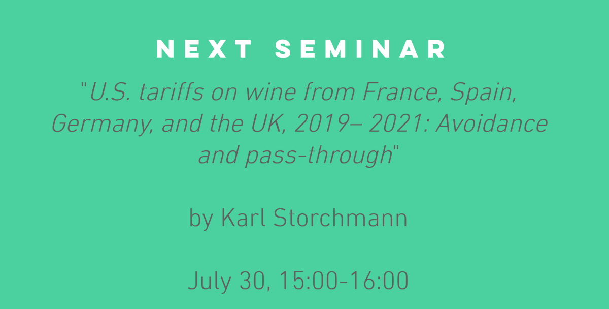 RobertFinger1's tweet image. Join us next week! Karl Storchmann will present a paper on &quot;U.S. tariffs on wine from France, Spain, Germany, and the UK, 2019– 2021: Avoidance and pass-through&quot; in our FRIES Seminar frieseth.wixsite.com/friesethz

At ETH Zürich or via zoom ethz.zoom.us/j/64042516804