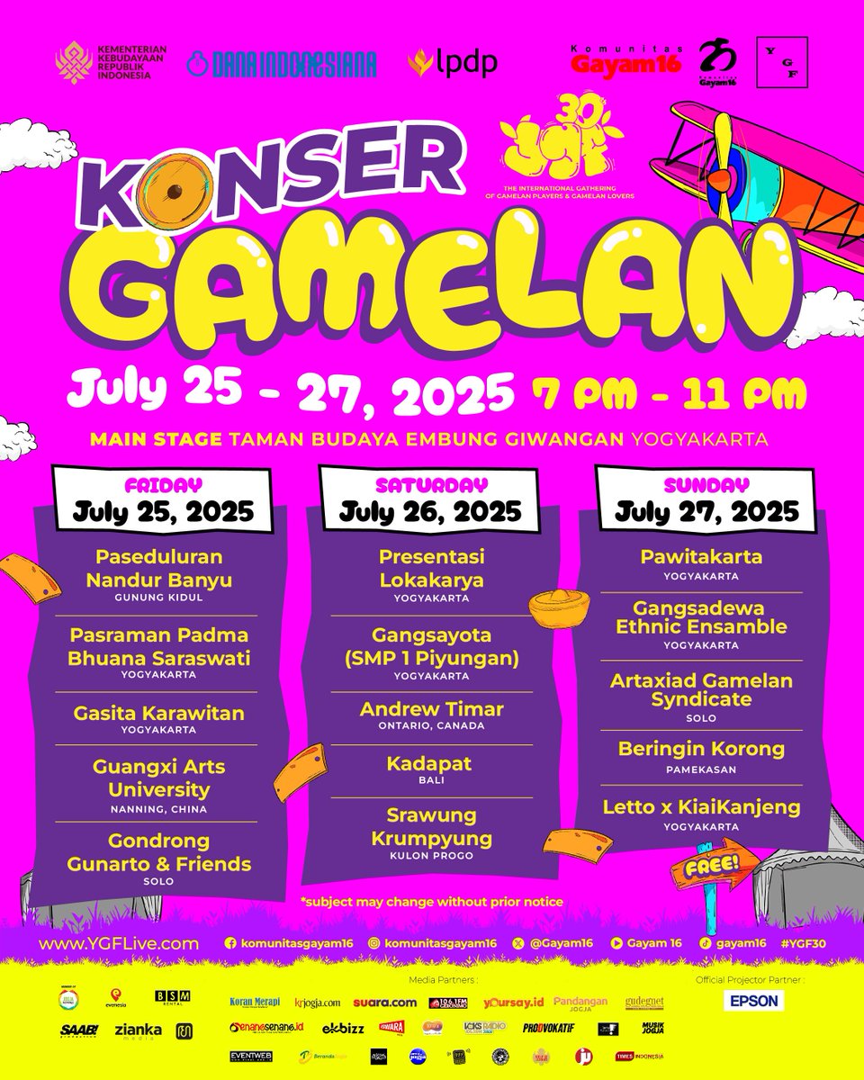 Agenda HARI INI di #YGF30.
Mari hadiri dan ramaikan~