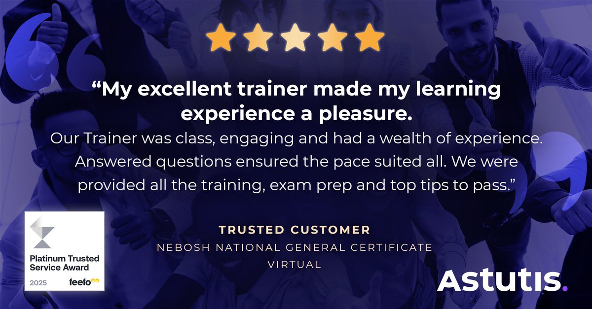 Happy #Feefo Friday!⭐We’re recognising the dedication of our expert trainers, whose knowledge and passion drive the success of #HealthAndSafety professionals worldwide. #NEBOSH