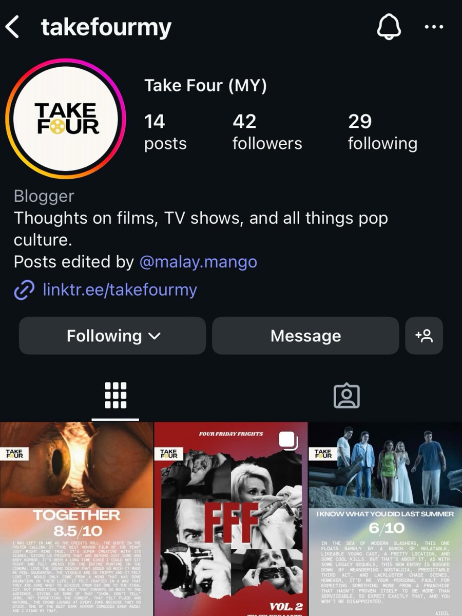 TakeFourMY's tweet photo. Follow our Instagram page for film reviews and recommendations! More to come soon 🎥 https://t.co/IBtGWvc8NL