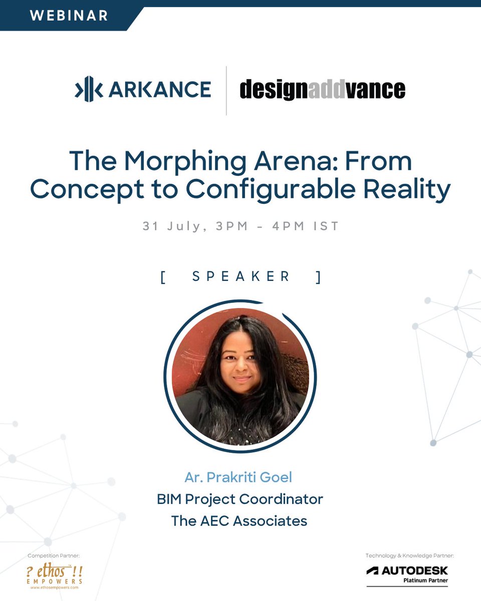 Arkancein's tweet photo. Designing the stadiums of the futureβbefore construction begins. Join our webinar on Generative Design in BIM with Ar. Prakriti Goel.
π
31 July | π· 3β4 PM IST π·
https://t.co/DG89kC322X
#GenerativeDesign #Revit #BIM #designaddvance #ARKANCE #ARKANCEIN https://t.co/RY3DBDZuSj