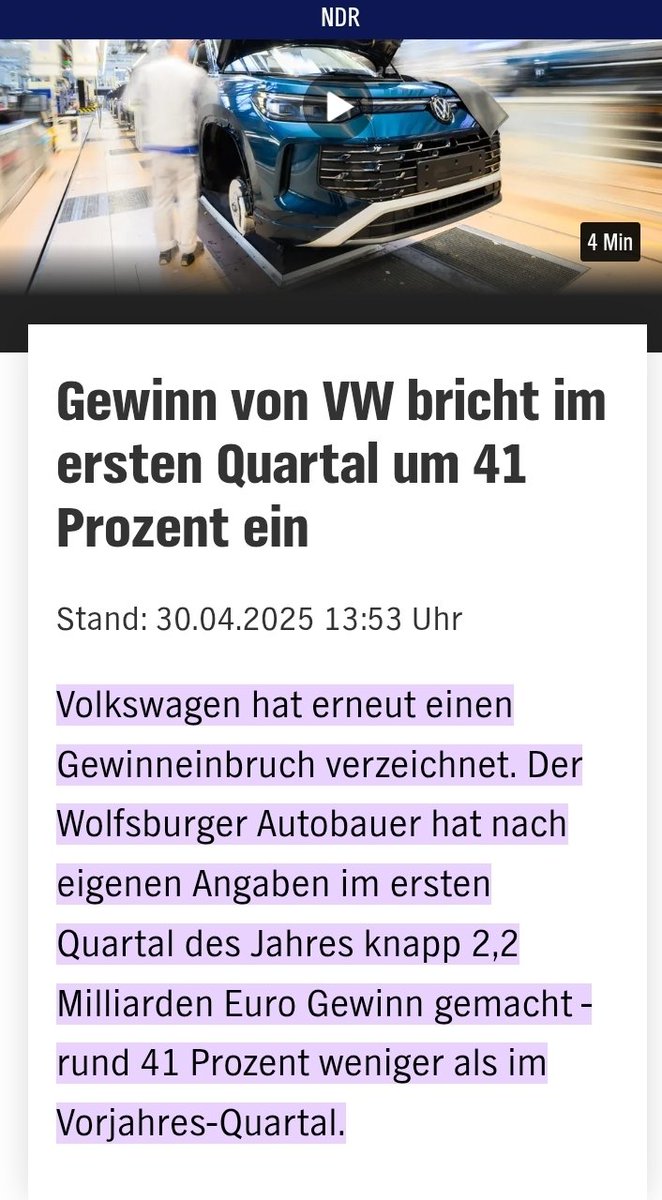 oder_wat's tweet image. Volkswagen, erstes und zweites Quartal 2025 eine Katastrophe.
#Tesla