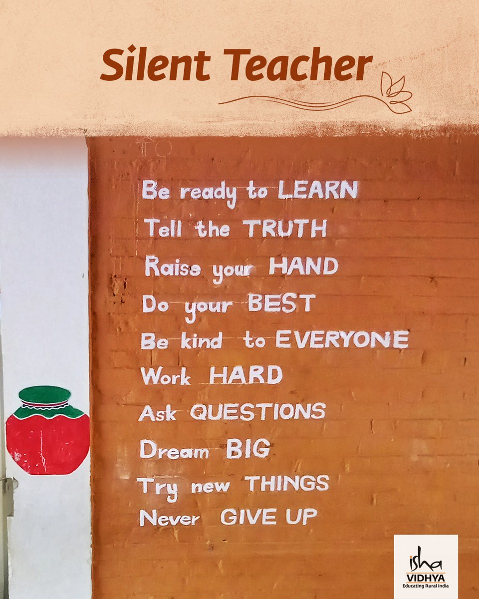 ishavidhya's tweet image. This wall painting at Isha Vidhya Coimbatore aims to quietly inspire and inculcate the right attitude in every viewer. School teachers painted this and much more during the summer holidays to make the school more sprightly for when students return in the new academic year.