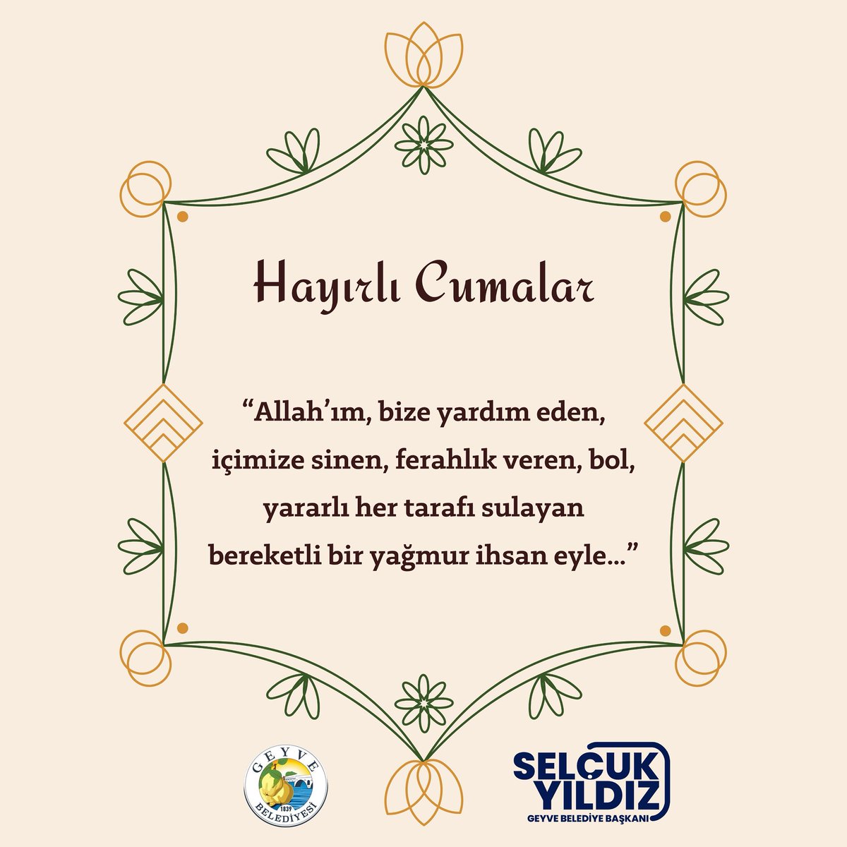 Ya Rabbi! Bize lütfettiğin her bir rahmet damlasını imanımızın ve kulluğumuzun
artmasına vesile eyle
Bedenimize ve ruhumuza ferahlık sebebi eyle!
Çorak ve kurak topraklara bolluk ve bereket kaynağı eyle Ya Rabbi
Her türlü âfetten ve zarardan bizleri ve ekinlerimizi koru Ya Rabbi!