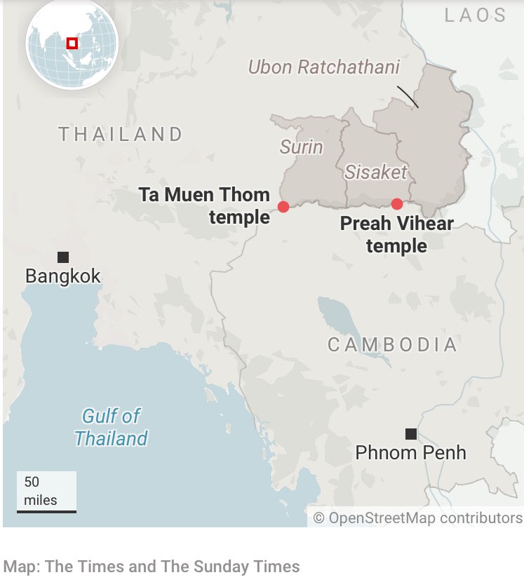 glykosymoritis's tweet image. Thailand-Cambodia conflict: border zones evacuated as 12 killed: Conflict breaks out in a contested border area known as the Emerald Triangle, resulting in the deaths of at least 11 Thai civilians and one soldier
archive.ph/DXnXE #ThailandCambodia