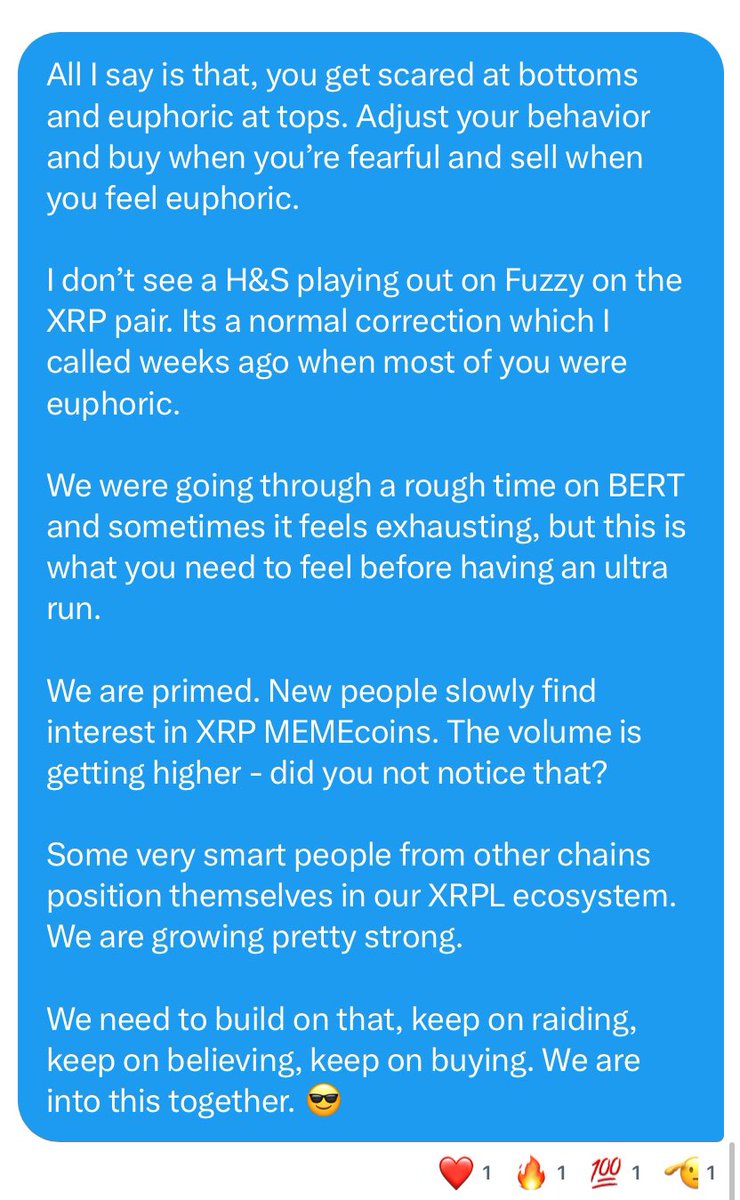 xrp_flare_'s tweet image. Some words I shared today with my crypto brothers.
We are going to have an insane run FOLKS.
Memes on XRP will FLY like a bird in the sky.
Don’t miss these entry opportunities on $BERT and $FUZZY.