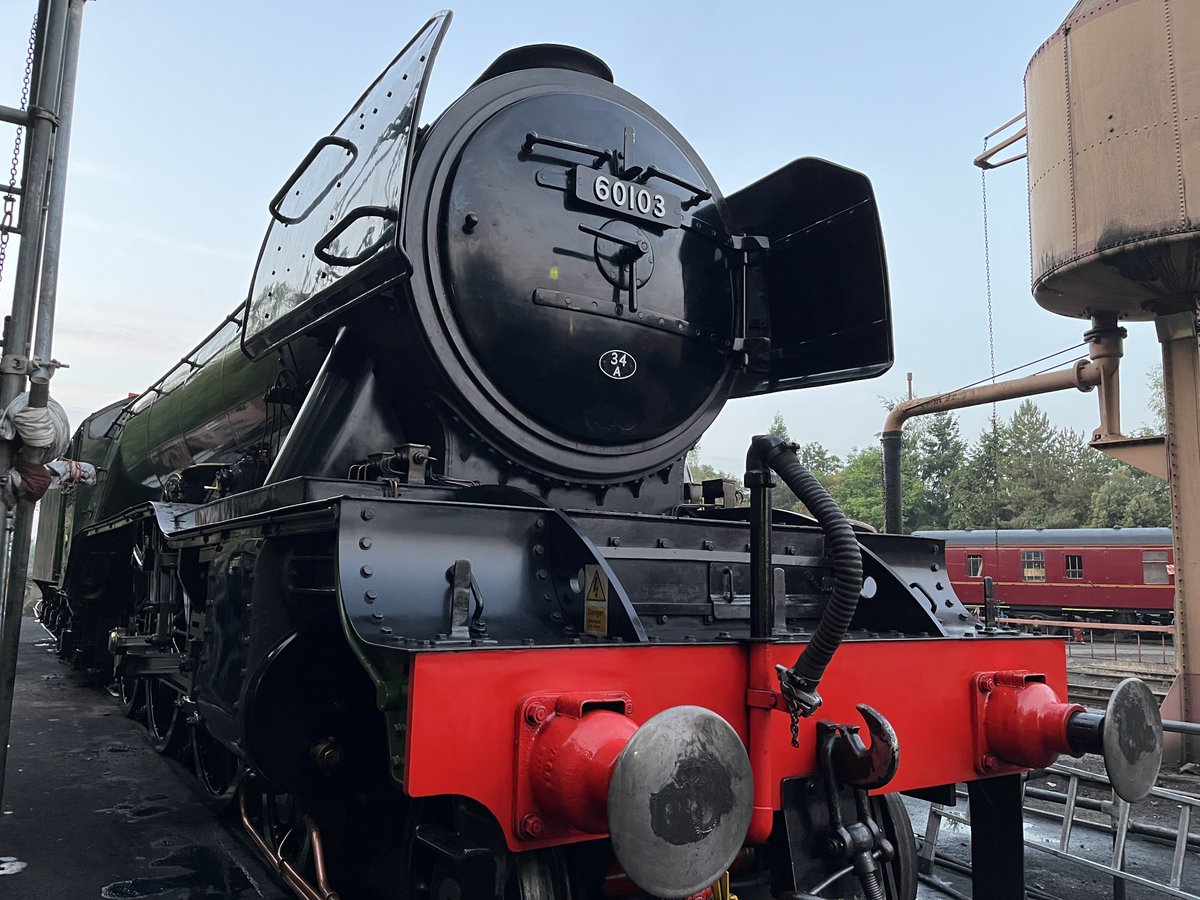 bbchw's tweet image. Flying Scotsman is all set to spend Friday on the Severn Valley Railway between Kidderminster and Bridgnorth. The locomotive, which was being prepared this morning at Bewdley, is on the line to mark the full reopening after a landslip in January.
bbc.in/41e5KeT