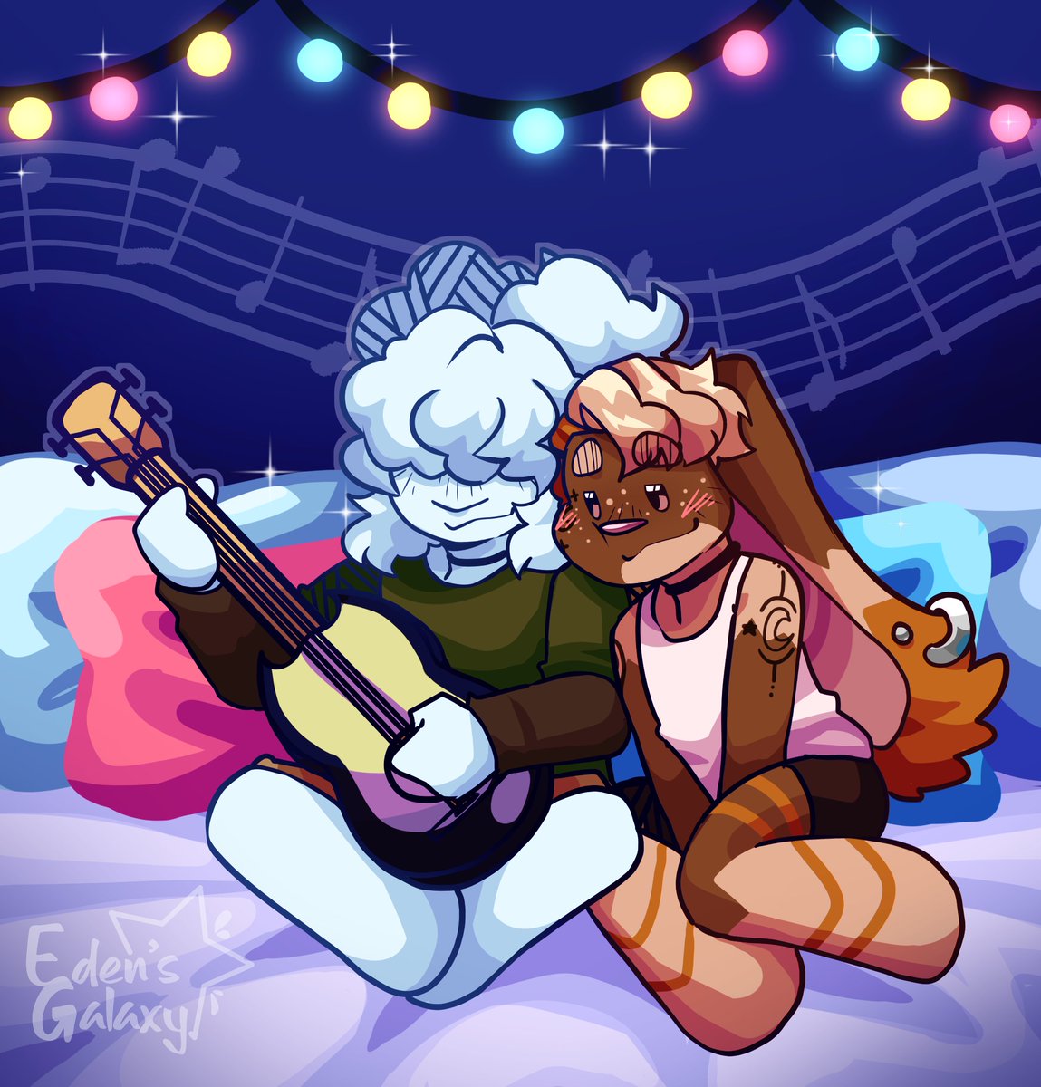 EdensgalaxyXD's tweet image. Commission for @M0THT0AFLAME
A cute, little lullabye 🩵✨