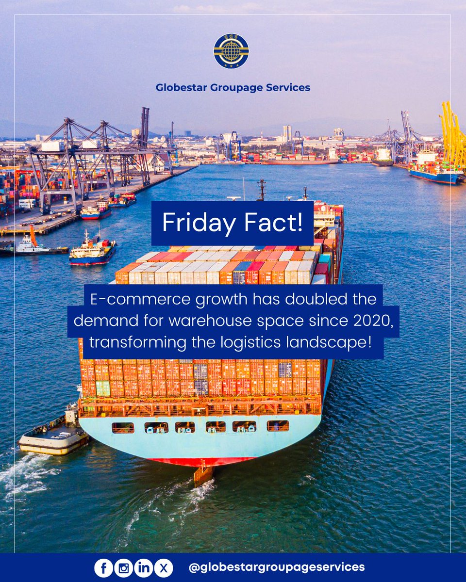 globestartweets's tweet image. 📦Friday Fact!

The e-commerce boom since 2020 has doubled the demand for warehouse space, reshaping the global logistics industry.

From ports to fulfillment centers — the ripple effect is massive!

#GGS #FridayFact #LogisticsInsight #EcommerceGrowth #WarehouseDemand